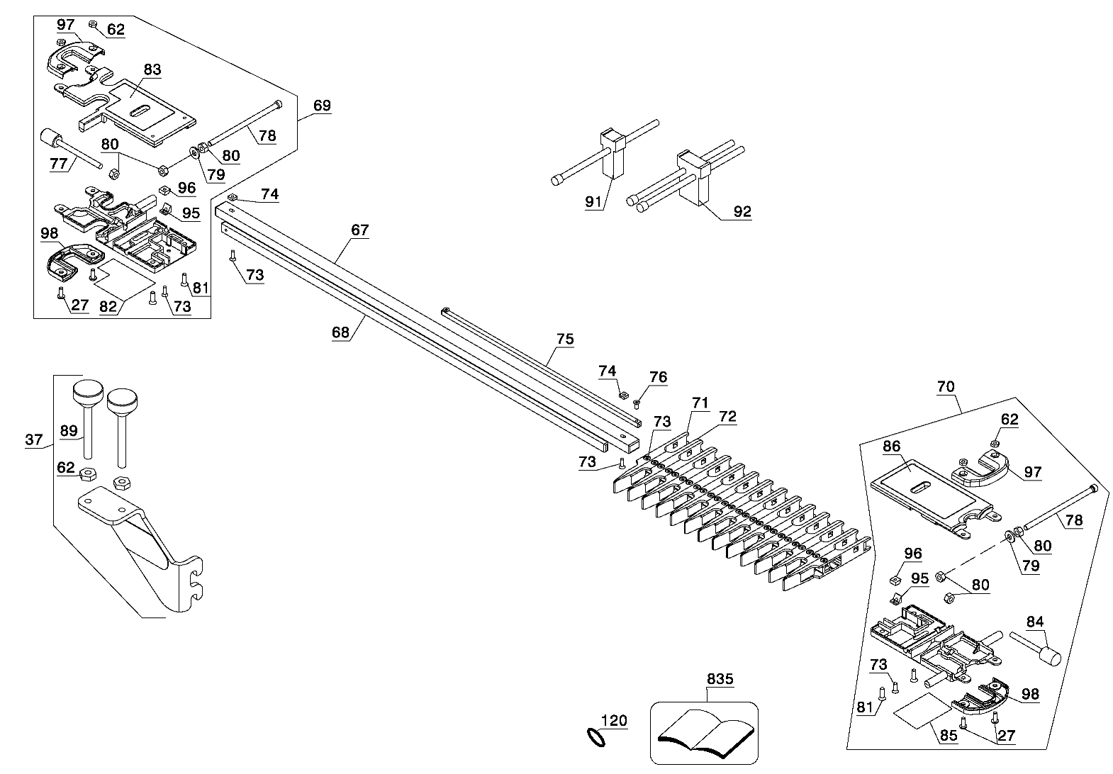 template Diagram and Parts List for 55161 Type 1 Porter Cable Miscellaneous